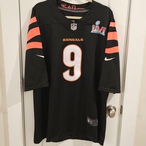 Nike Cincinnati Bengals #9 Joe Burrow Football Jersey - Size XXL - Superbowl LVI